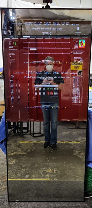 Full-Length Google Assistant Smart Mirror-32"HD Display in 60"X30"X2" Aluminum Frame