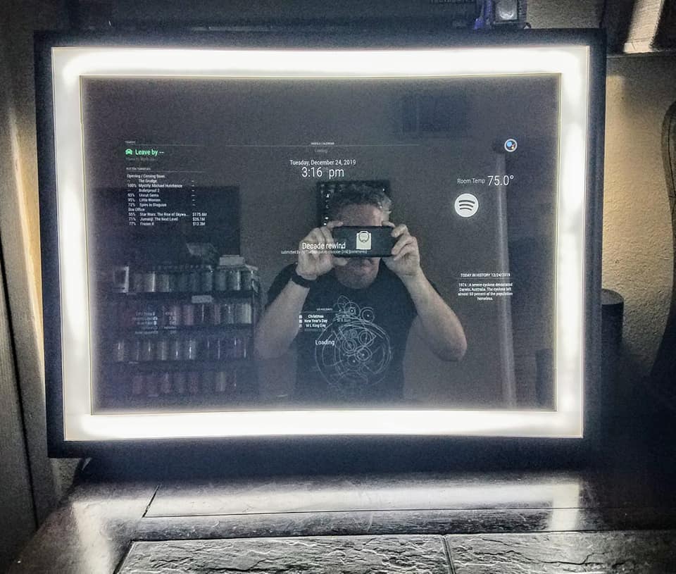Google Assistant Mirror w/Bright Vanity Light-32"HD Display in 30"X40"X3" Wood Frame