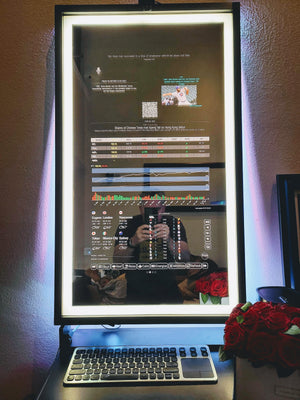 Google Assistant Vanity Smart Mirror Touchscreen 32" HD Display in a 37" X 22" X 2" Contemporary Satin Black Aluminum Frame