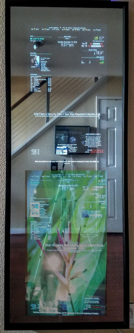 Full-Length Google Assistant Smart Mirror-32"HD Display in 60"X30"X3" Black Wood Frame