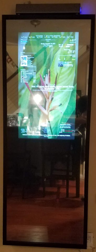 Full-Length Dual Display Google Assistant Smart Mirror - 32" HD Displays(X2) in a  60" X 24" X 2" Satin Black Aluminum Frame