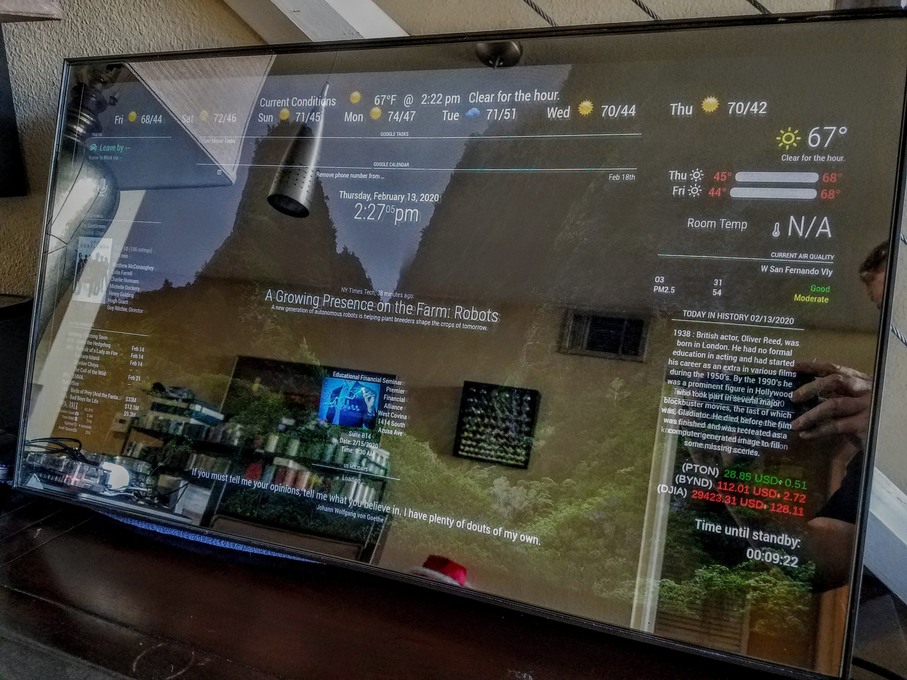Google Assistant Smart Mirror - 32"HD Display in 19"X30"X2" Satin Black Aluminum Frame